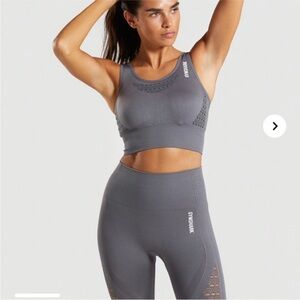 Gymshark Energy + Seamless Crop Top Charcoal Sports Bra Small